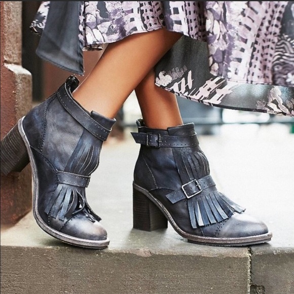 Free People Shoes - Free People Kiltie Fringe Block Heeled Boots Women’s 39 Shoes